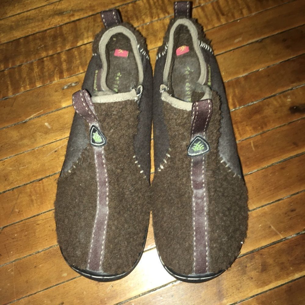 Terra warm brown textured fuzzy slipper slip on shoes